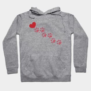 Dog paw print with hearts Hoodie